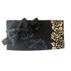 Vintage Black Hawaiian Motif Cummerbund and Bow Tie Set